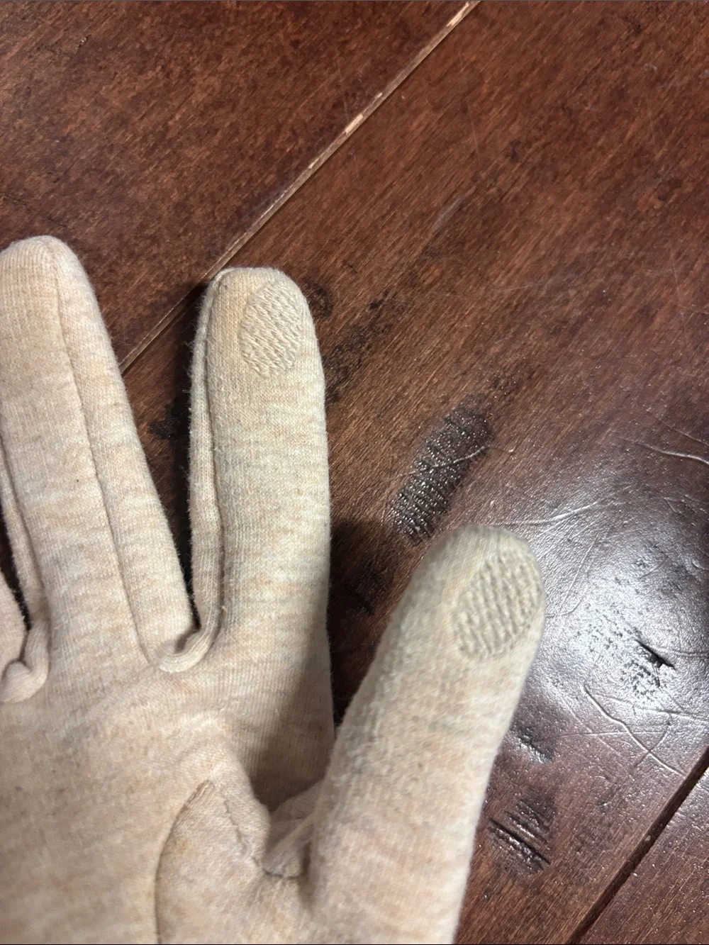 Women's Cream Knit Winter Gloves
